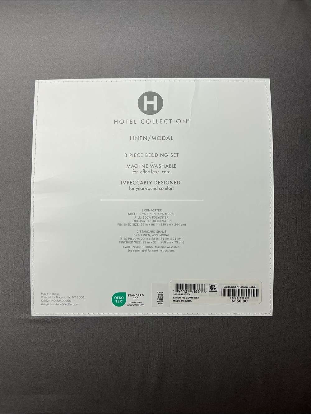 Hotel Collection Linen/Modal Blend 3-Pc. Comforter Set, Full/Queen - Picture 3 of 12